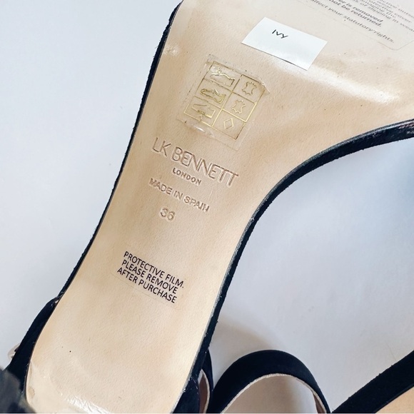 LK Bennett Black Suede Ivy Single Strap Sandals - Picture 7 of 9